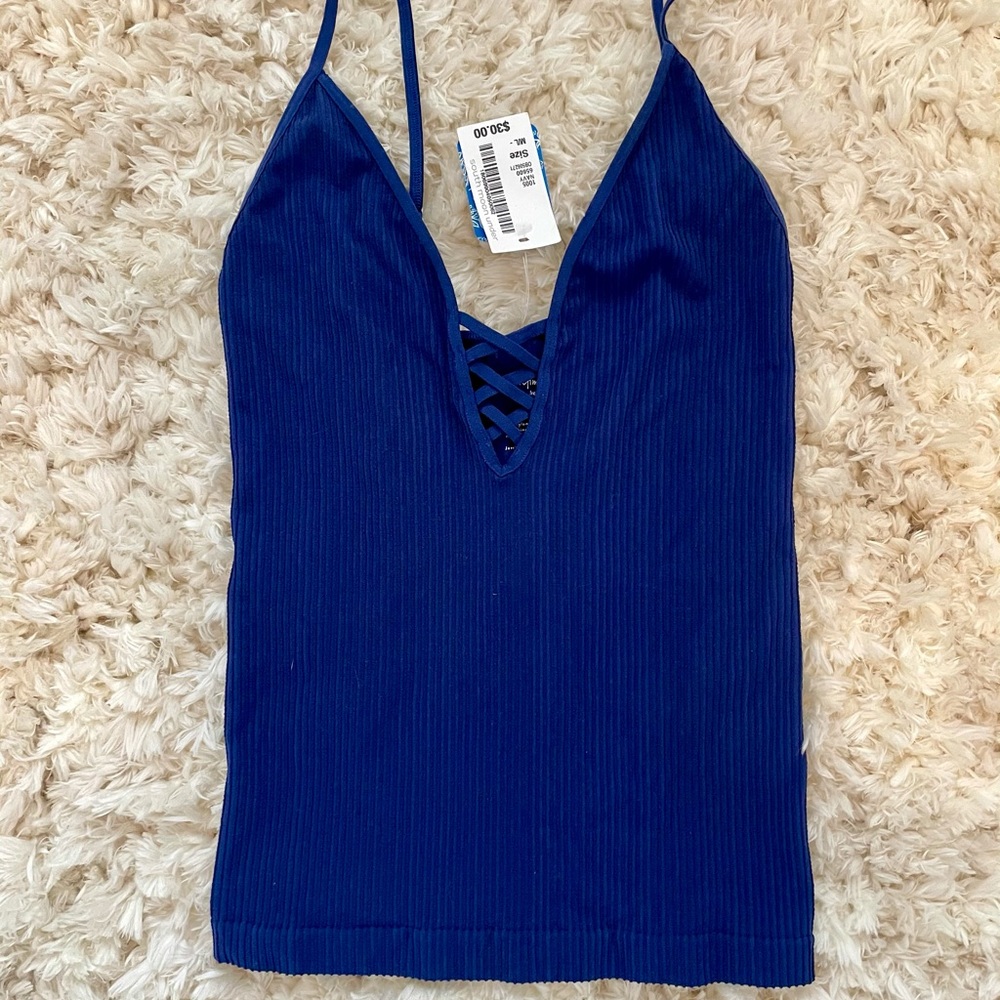 Free People Tank Top Navy Medium/Large